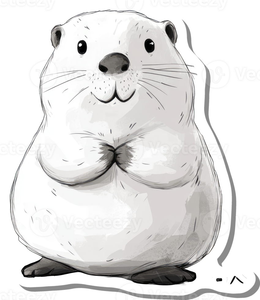 Adorable White Otter Sitting Calmly Paws Together png