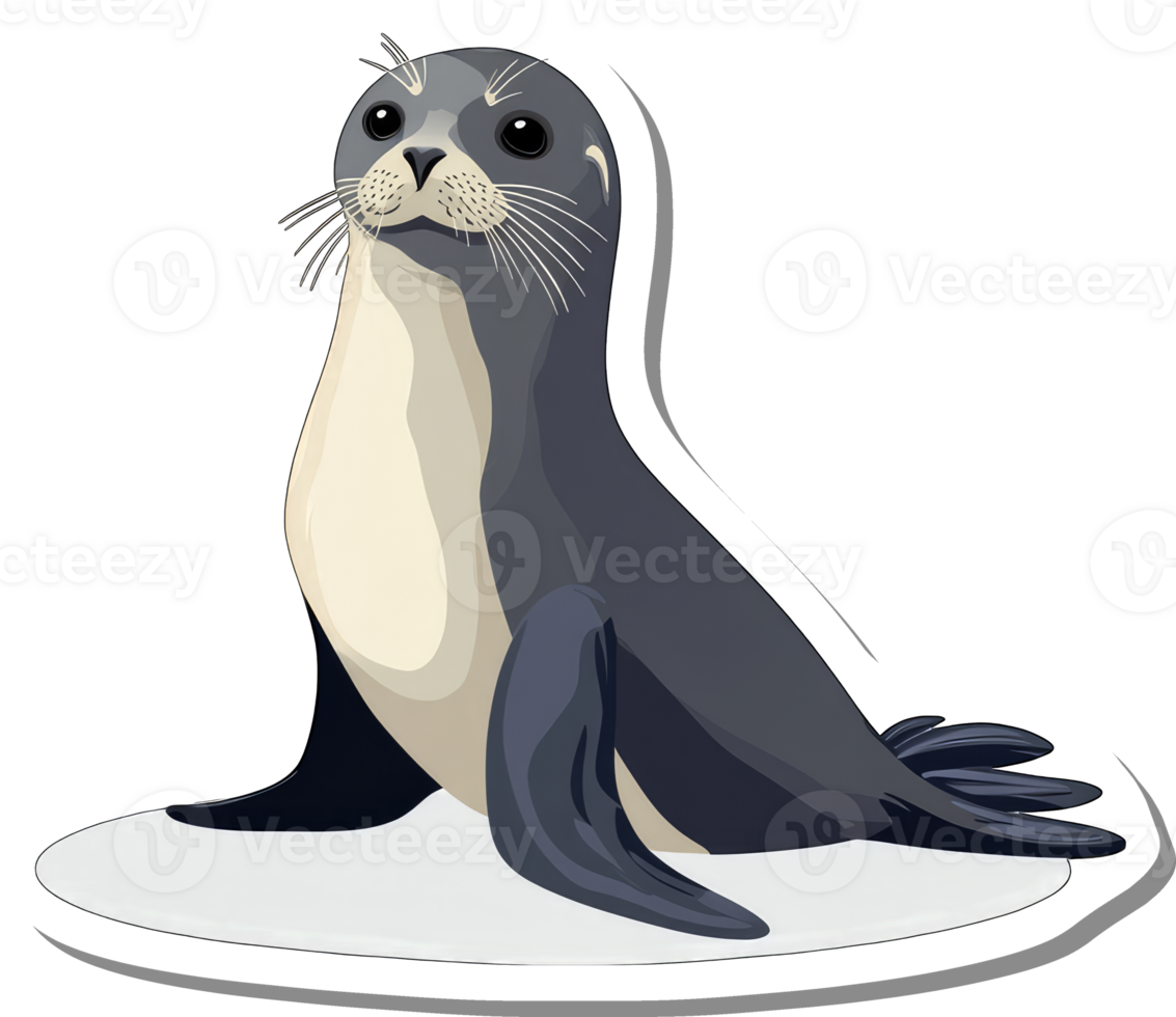 A Gray Seal Pup Poses on a White Background png