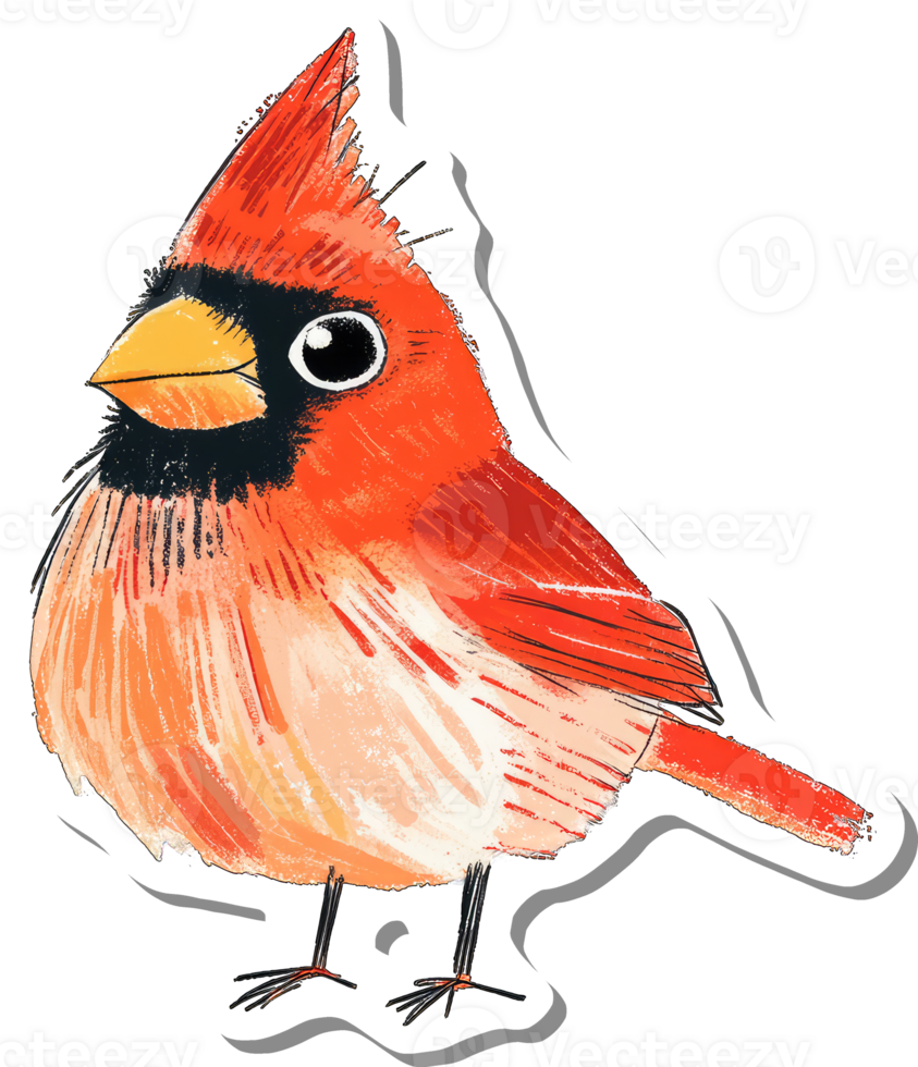 A Vibrant Artistic Illustration Of A Northern Cardinal Bird png