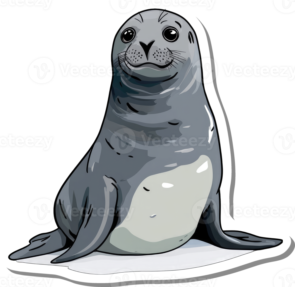A Cute Cartoon Seal Poses For The Camera png