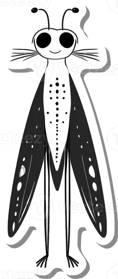 A stylized insect with large wings and antennae png