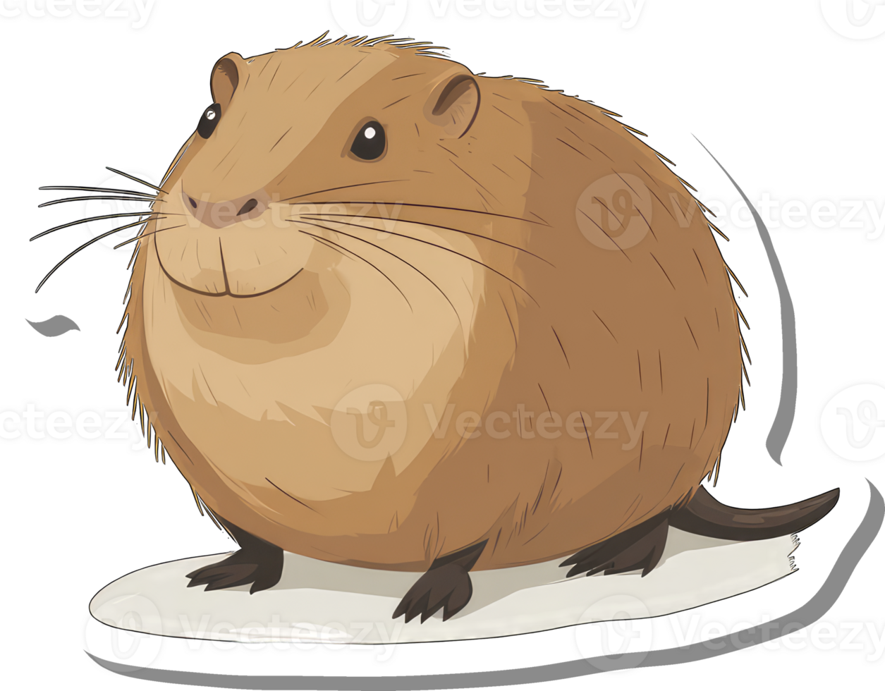 A Cute Fluffy Round Rodent Sitting On White png