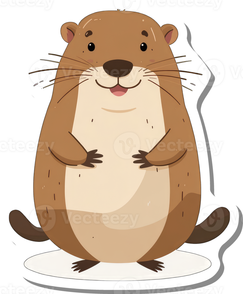A Happy Cartoon Groundhog Stands Smiling png