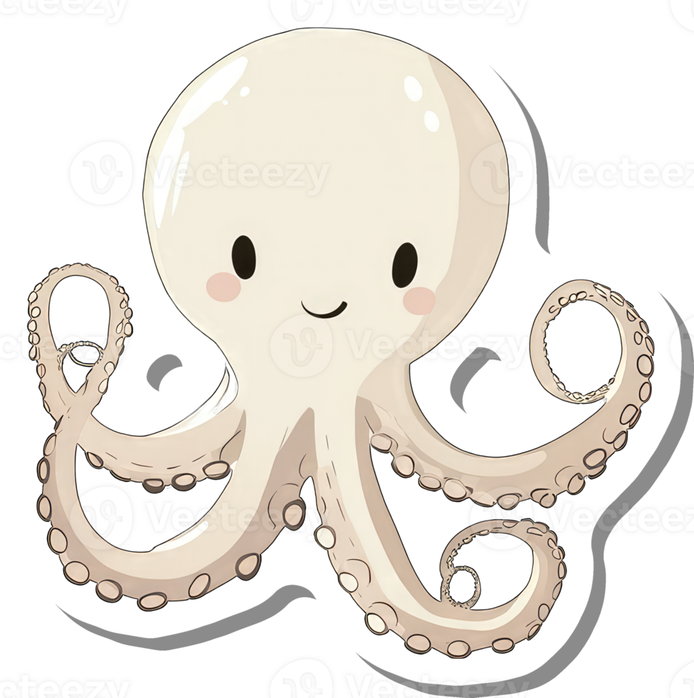Adorable Cartoon Octopus Smiling Cheerfully Underwater png