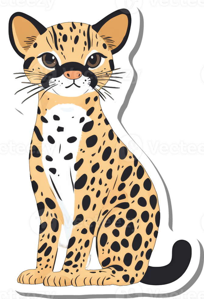 An Illustrated Ocelot Sitting Calmly And Serenely png