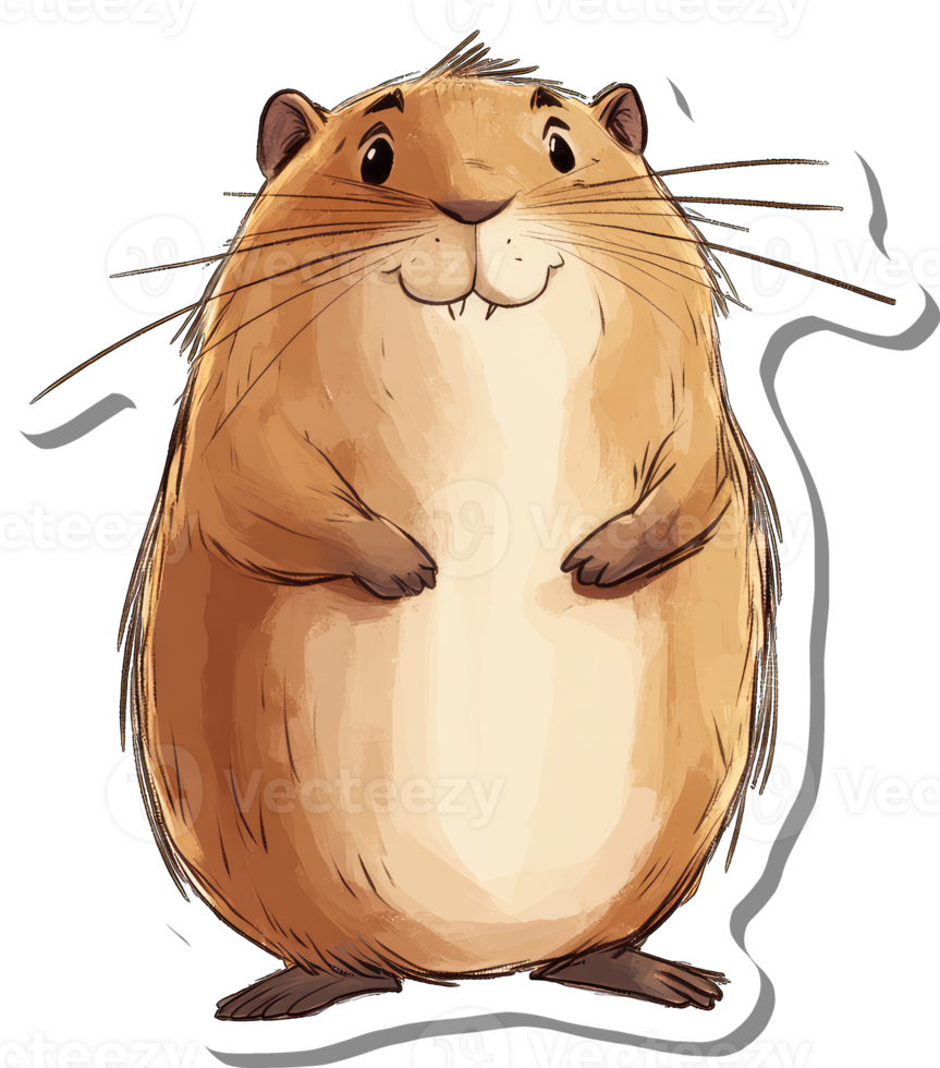 Happy chubby rodent illustration showing a cheerful animal png