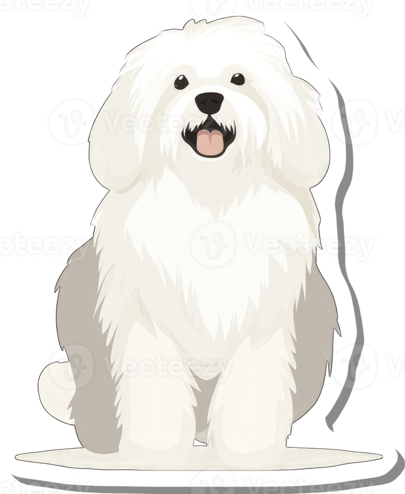 Adorable White Fluffy Dog Sitting Happily png