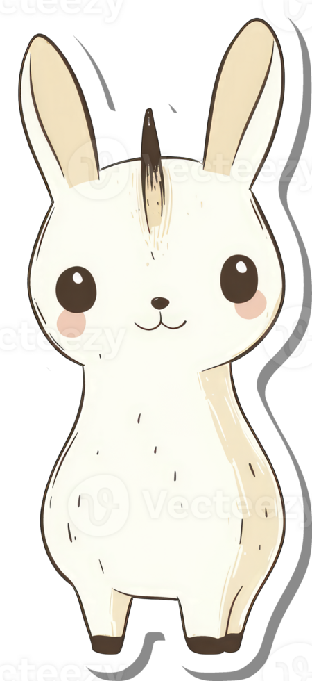 Adorable Cartoon Bunny With A Single Horn png