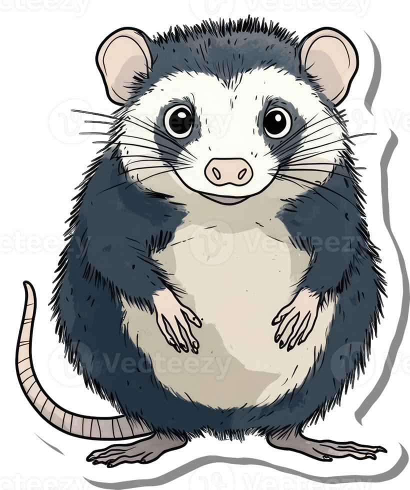 Adorable Cartoon Opossum Displays Friendly Demeanor png