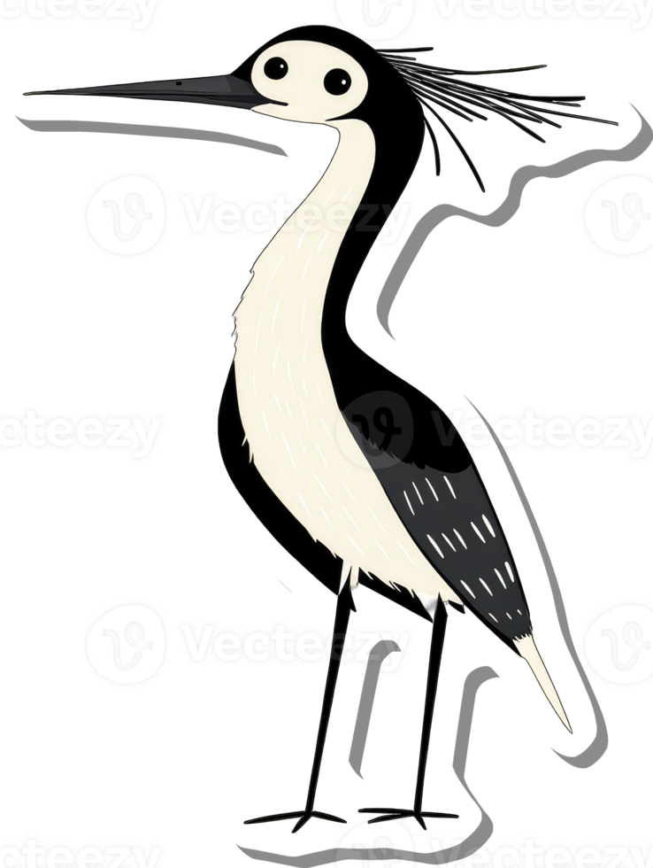 A stylized illustration of a black and white bird png