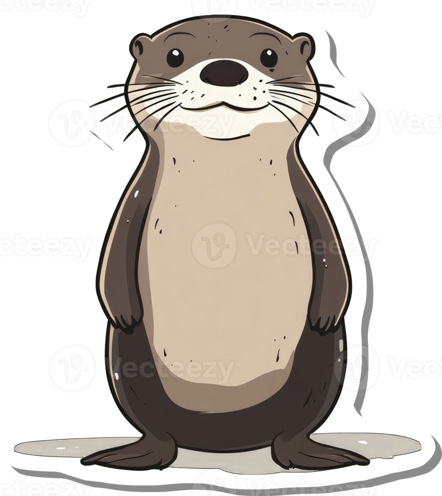 A Cute Cartoon Otter Stands Smiling Happily png