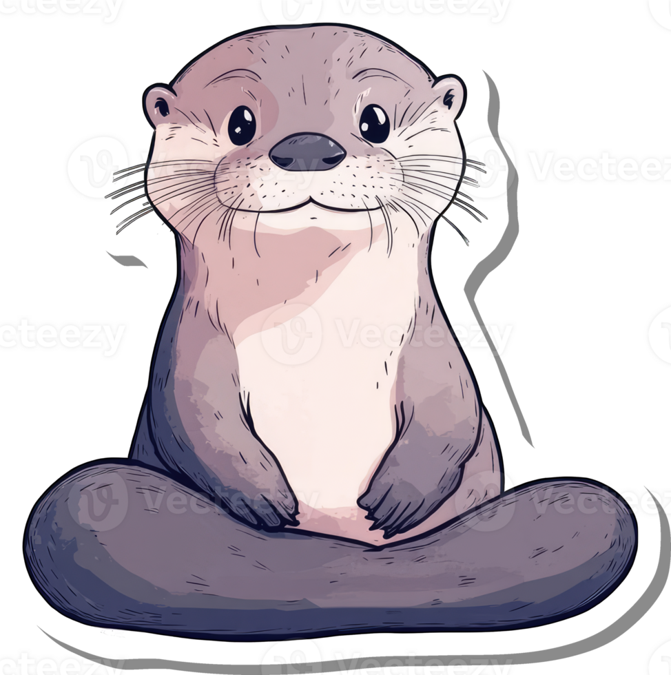 Adorable Otter Sitting Serene In Lotus Position png