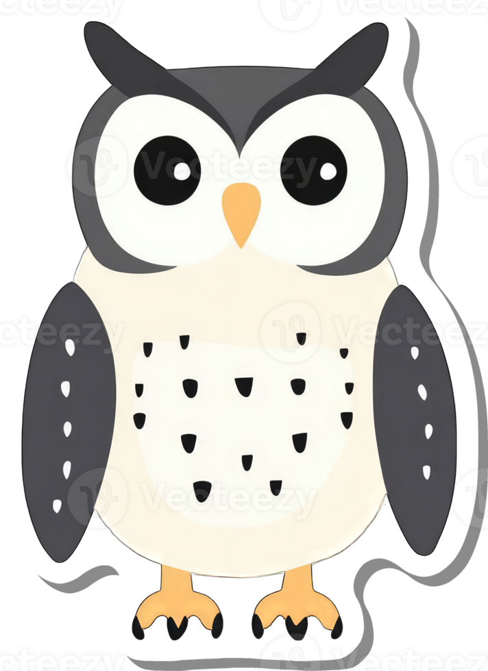 An Adorable Cartoon Owl With Gray Wings And Spots png