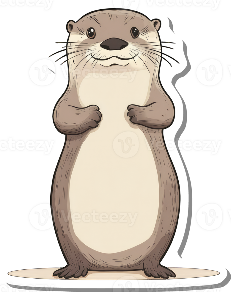 Adorable Cartoon Otter Standing Tall And Smiling png