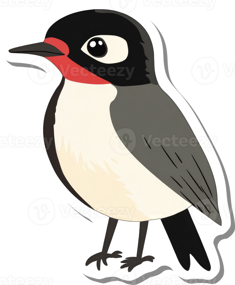 A Cartoon Bird with Black Head and Red Chin png
