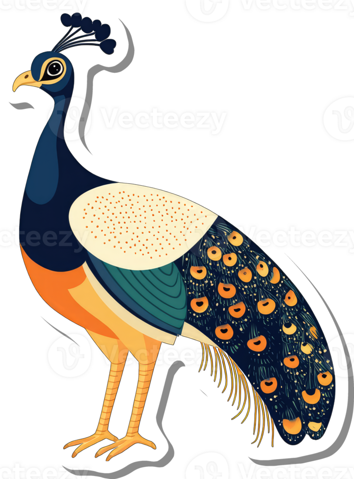 A stylized peacock illustration with vibrant colors png