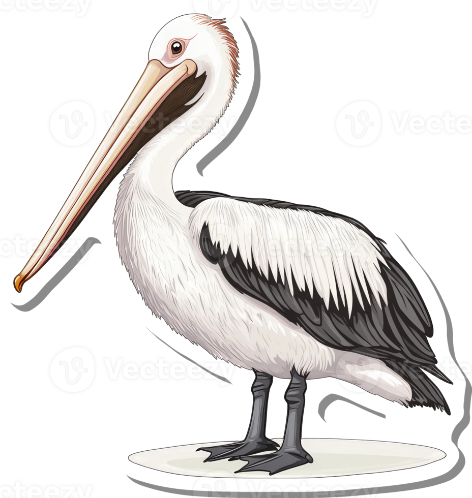 Australian Pelican Illustration Showing Detailed Features png