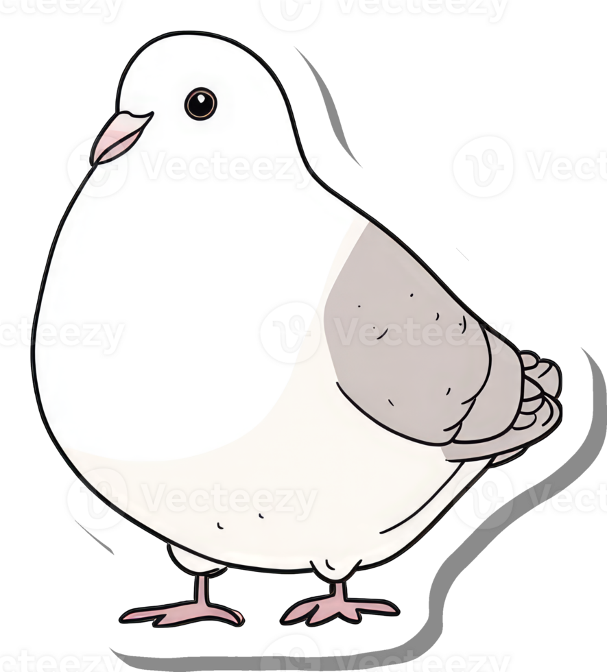 A Cartoon Drawing Of A Plump White Pigeon png