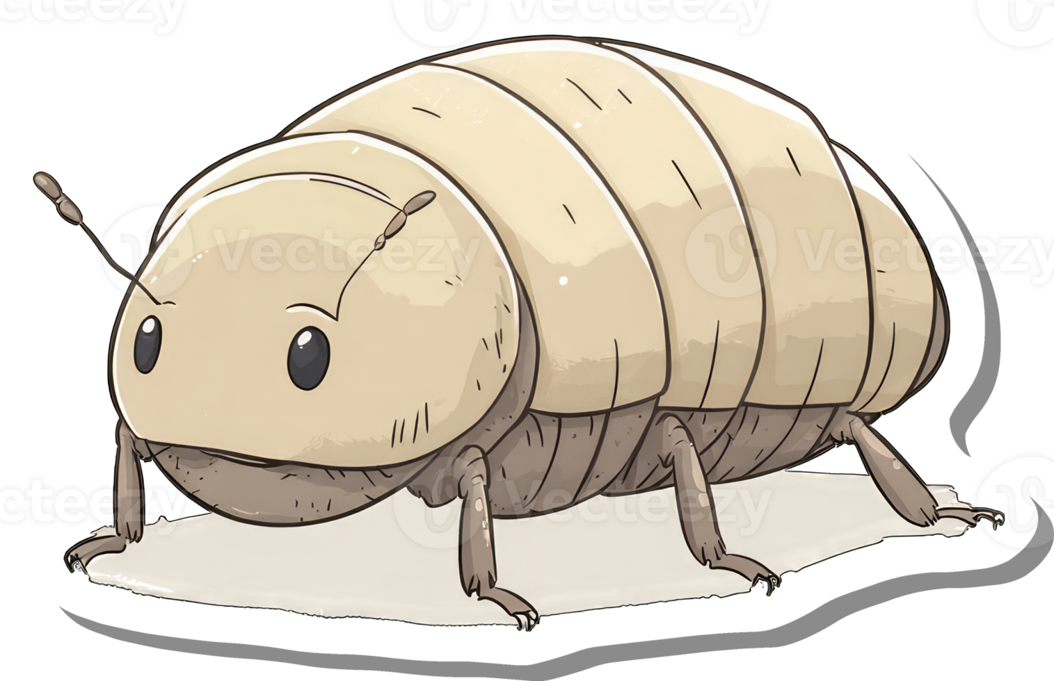 Adorable Cartoon Pillbug Illustration Shows Cute Creature png