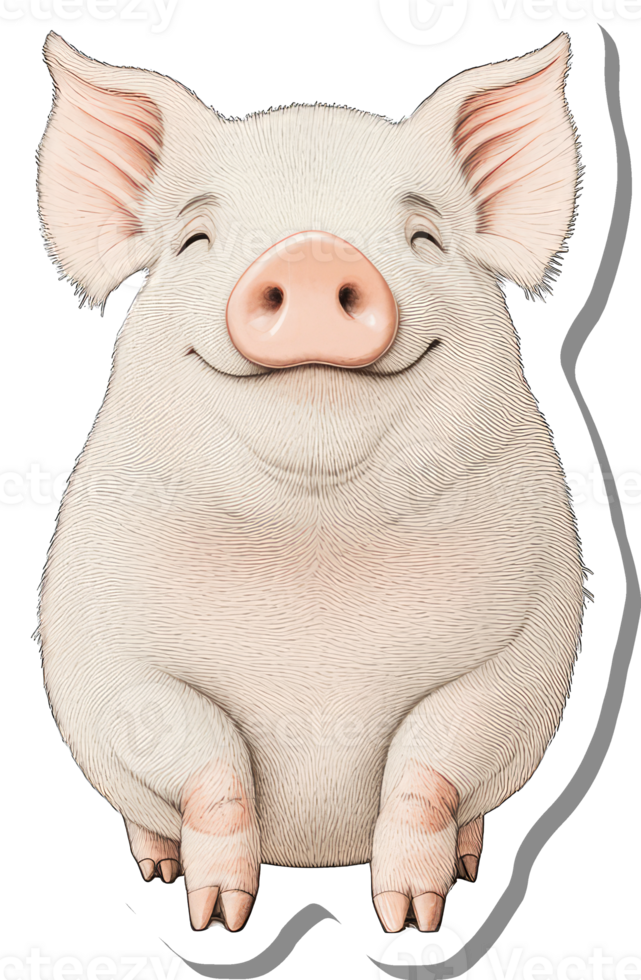 A Happy Pig Sitting Contentedly Smiling png