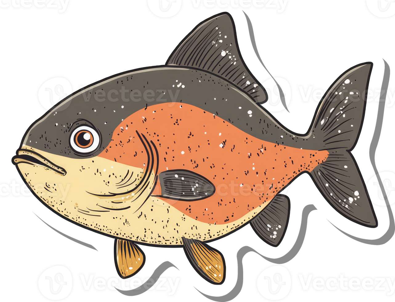 A Colorful Illustration Of A Piranha Fish png