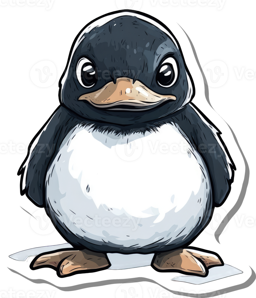 A Cute Cartoon Baby Penguin Stands Proudly png