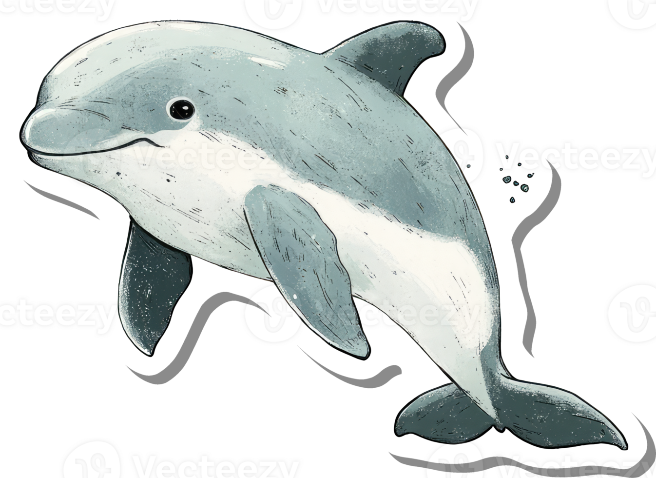 A Charming Illustration Of A Grey Dolphin Swimming png