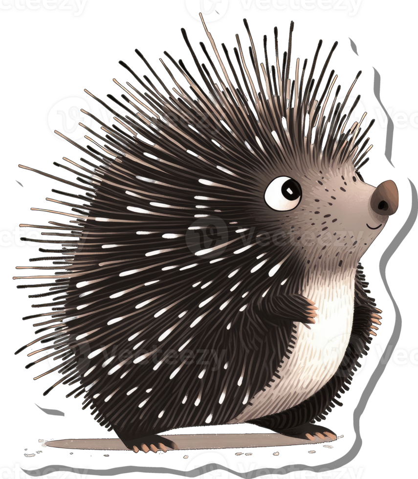 Adorable Porcupine Illustration Featuring Spines and Big Eyes png