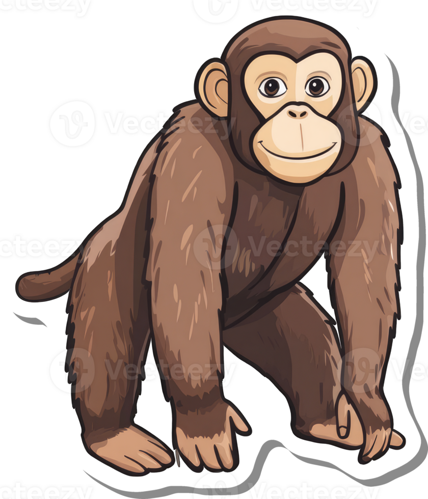 A Cute Brown Chimpanzee Standing Calmly png