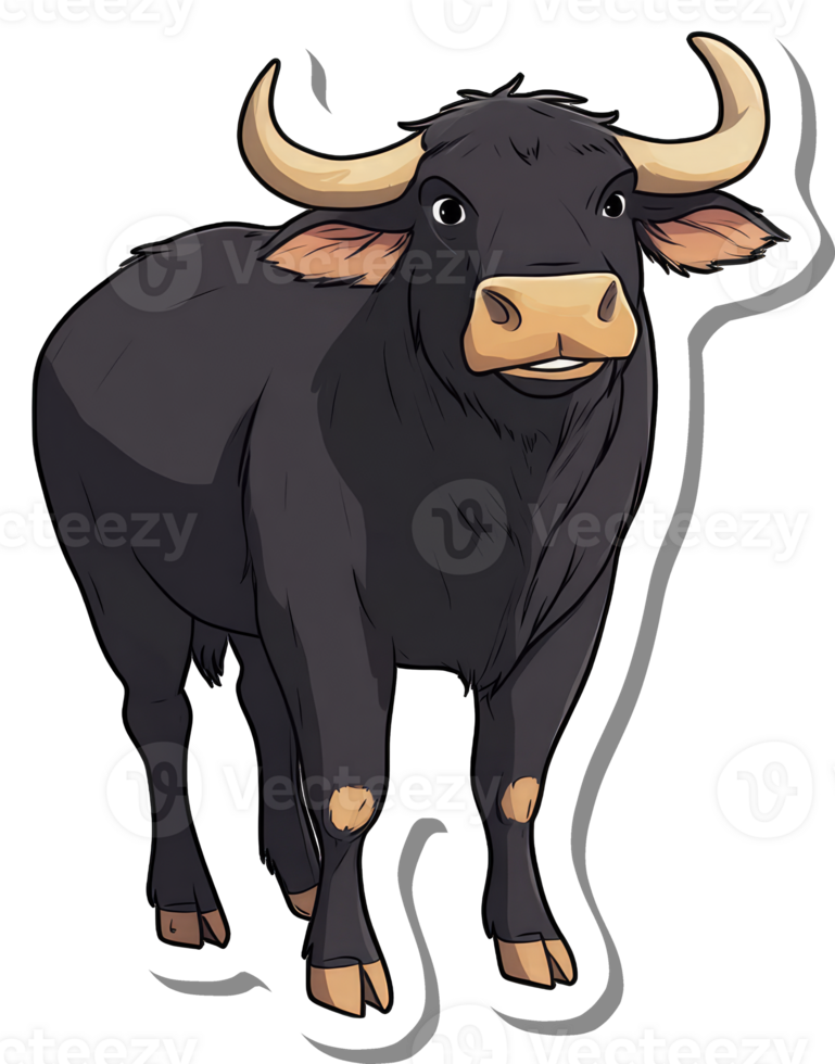 A Dark Brown Bull Stands Facing Forward png