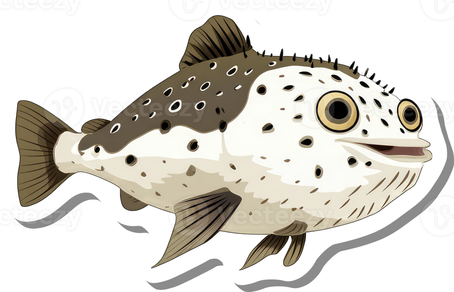 A Spotted Fish With Large Eyes Swims Happily png