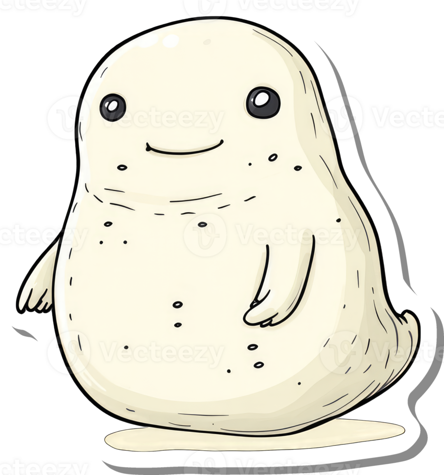 A Happy Little Round Ghost Character Illustration png