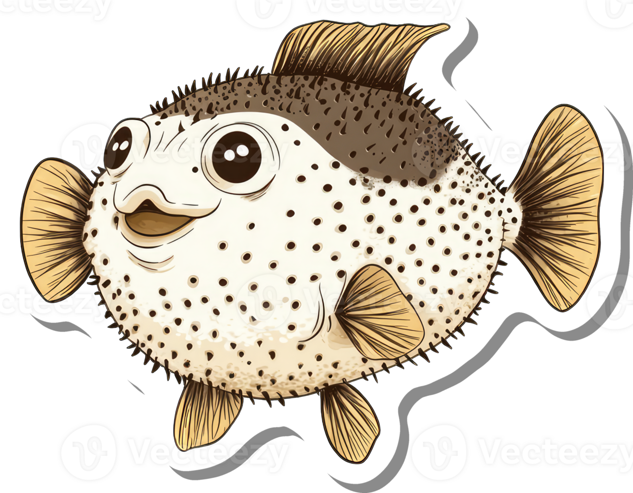 A Happy Spiny Pufferfish Swims Cheerfully png