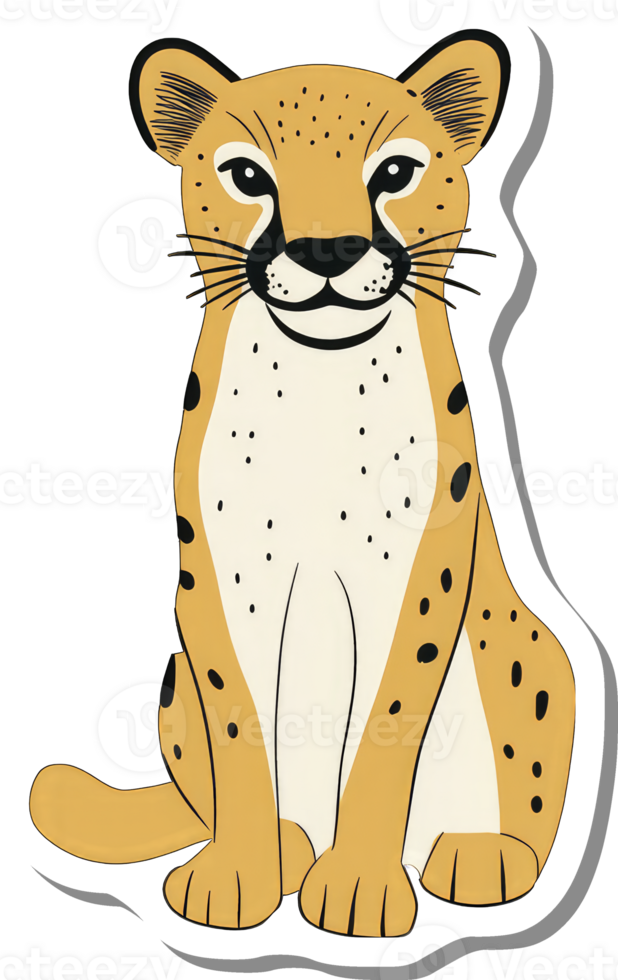 Adorable Cheetah Sitting Calmly Illustrative Artwork png