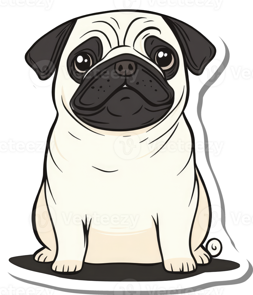 Adorable Pug Dog Sitting Cartoon Illustration png