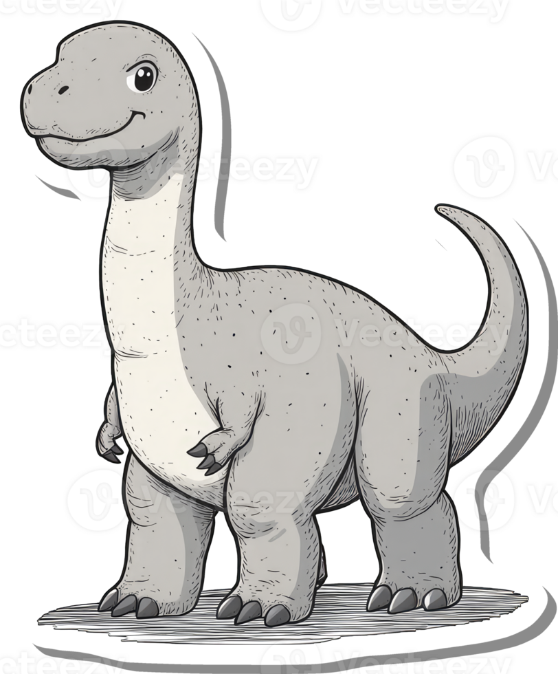 A Cute Gray Dinosaur Stands on the Ground png
