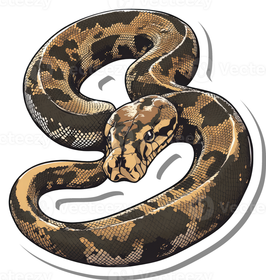 A coiled python displays its beautiful scales 55383902 PNG