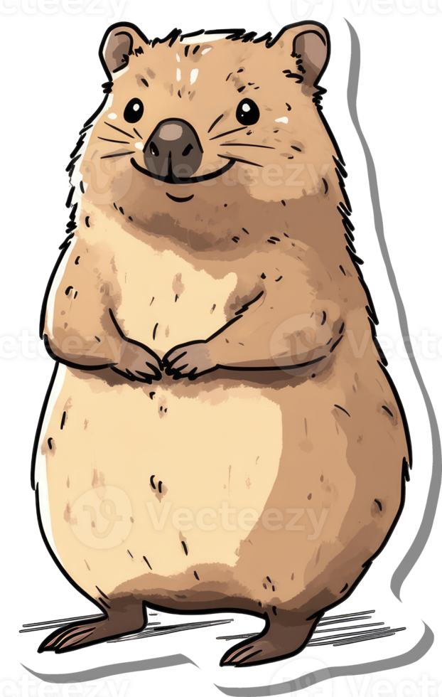 A Happy Adorable Quokka Stands Smiling png