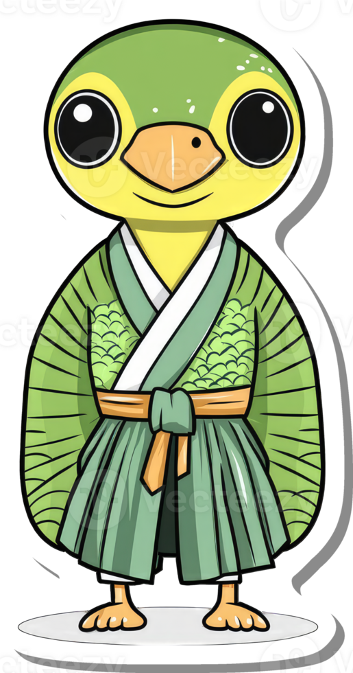 Bird Character Wearing Traditional Green Robe png