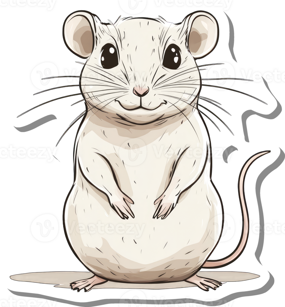 An Adorable White Mouse Cartoon Illustration png