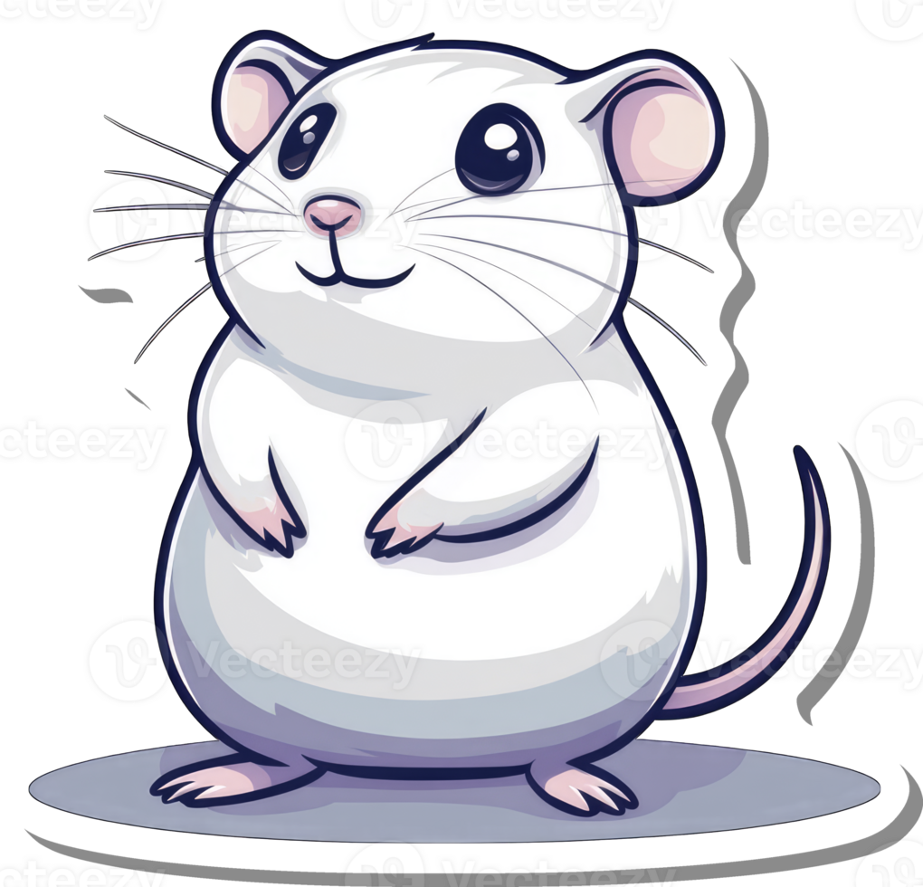 Adorable White Mouse Cartoon Character Illustration png