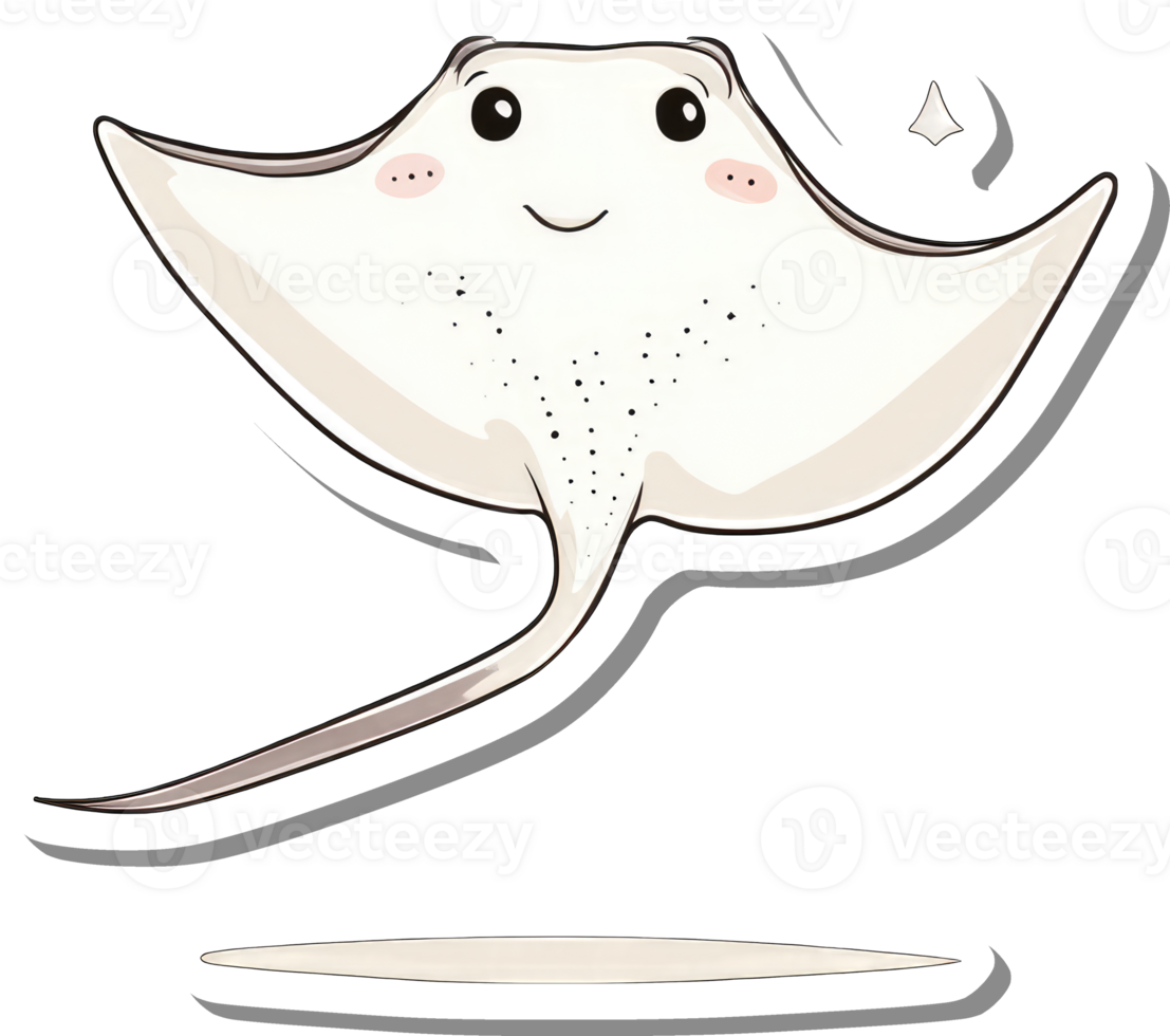 Adorable Cartoon Stingray Character Design Illustration png