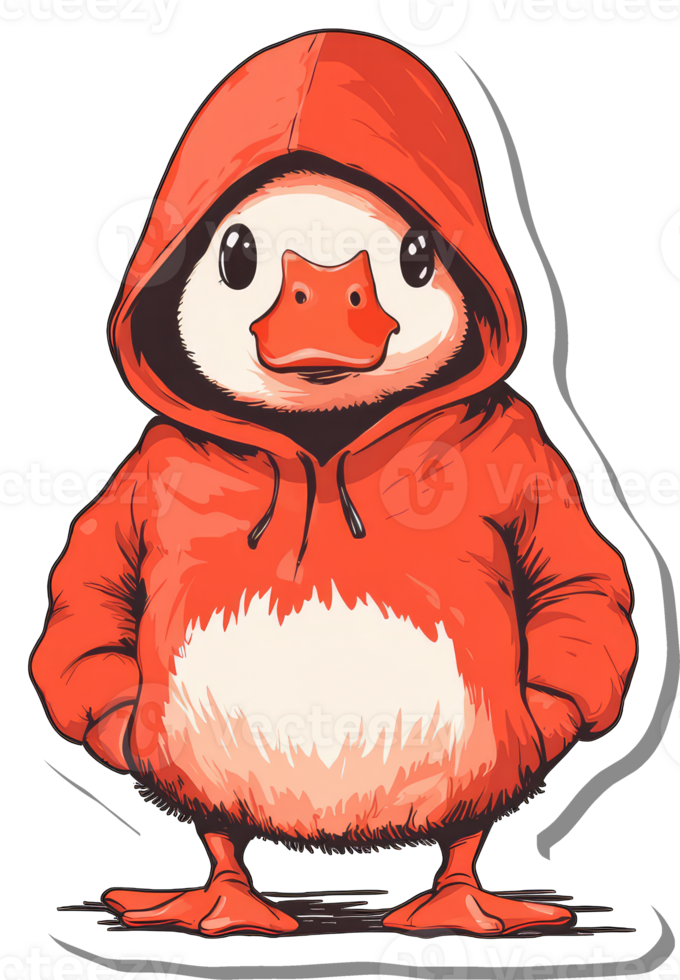 Adorable Duckling Wearing a Red Hoodie png