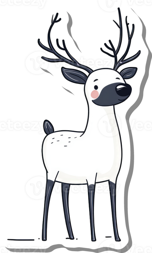 Adorable Cartoon Reindeer with Dark Antlers and Legs png