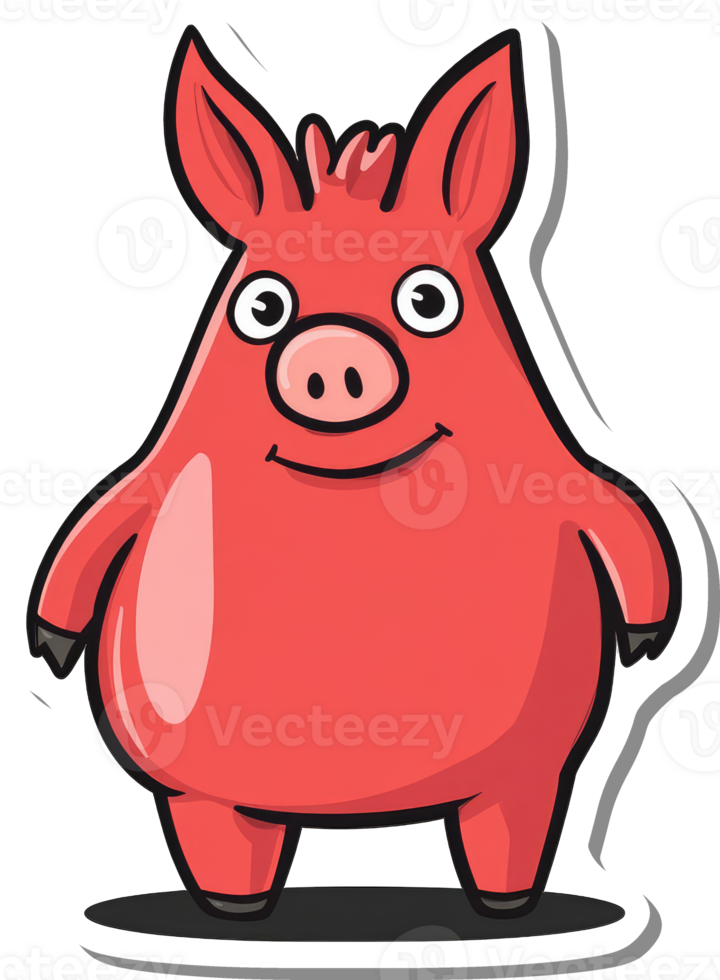 A Happy Red Cartoon Pig Stands Smiling png