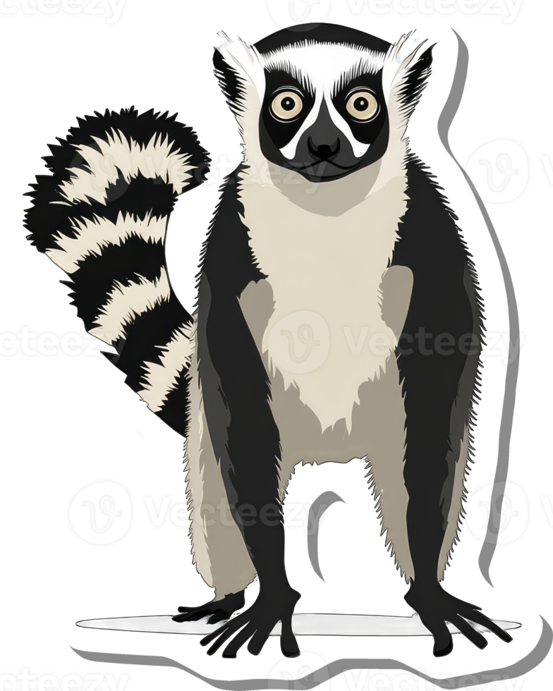 A Ring Tailed Lemur Stands Calmly Displaying Its Fur png
