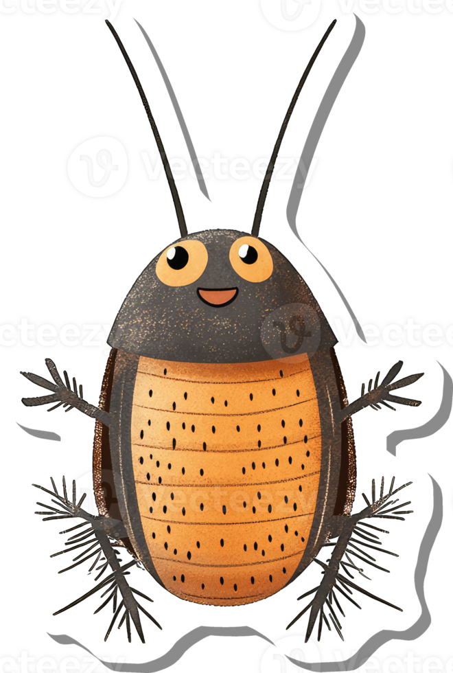 Happy Cartoon Cockroach Character Illustration png