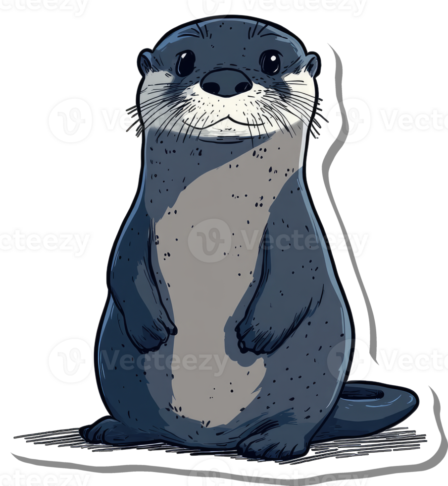 Adorable Cartoon Otter Standing Tall And Proud png