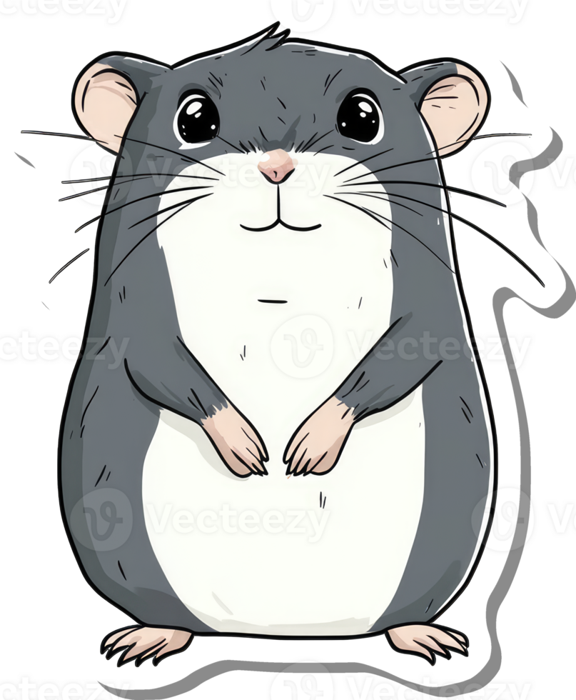 A Cute Gray Hamster Stands Happily png