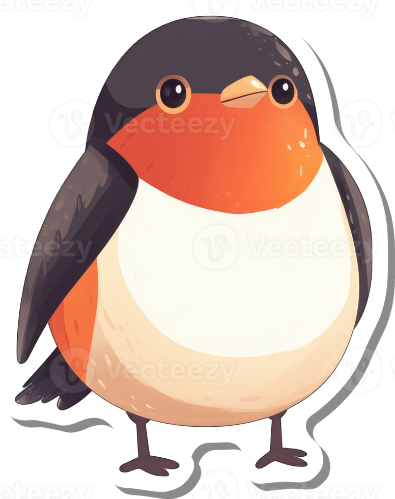 Adorable Cartoon Bird Illustration Featuring Orange Breast png